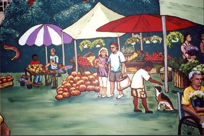 AHA Farmer’s Market mural, customers detail
