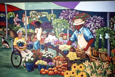 AHA Farmer’s Market mural, flower vendor detail