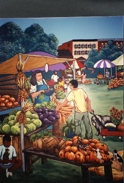 AHA Farmer’s Market mural, vegetable vendor detail 1