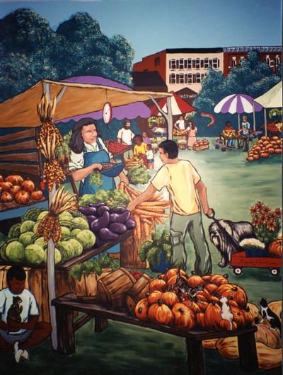 AHA Farmer’s Market mural, vegetable vendor detail 2