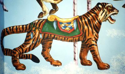 Celestial Carousel mural, tiger detail