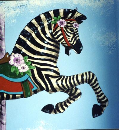 Celestial Carousel mural, zebra detail