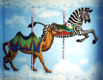 Celestial Carousel, camel and zebra detail 3