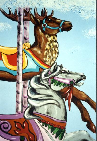 Celestial Carousel, stag and horse detail