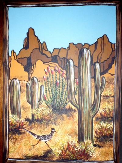 Southwestern mural, cactus detail 1