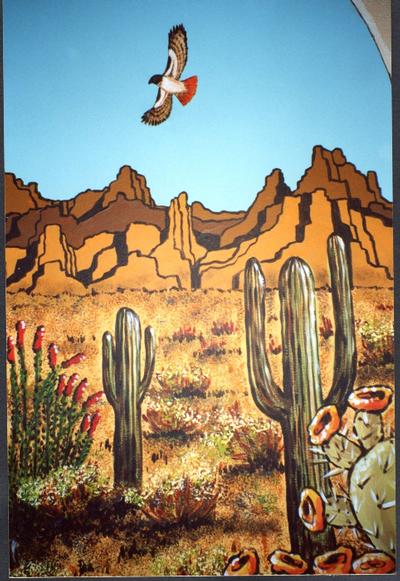 Southwestern mural, cactus detail 2
